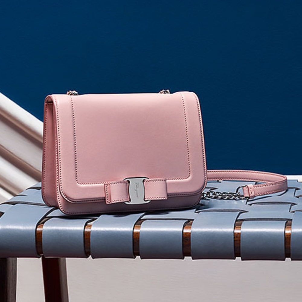 Salvatore Ferragamo | Vara Rainbow Camera Bag - Calfskin Leather in Bon Bon Pink